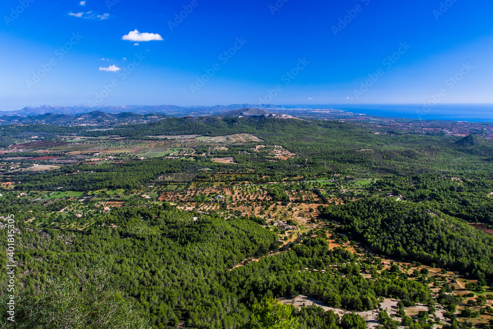 Aussicht vom Kloster Santuari de Sant Salvador, Mallorca, Spanien
