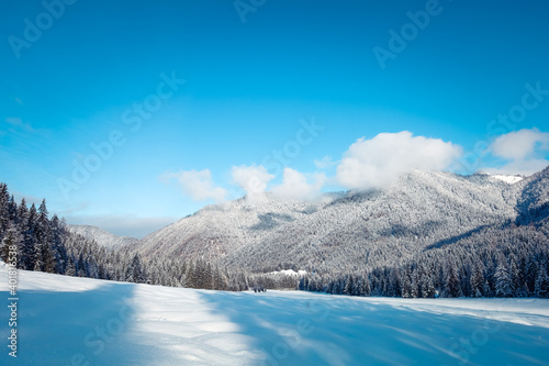 Schneelandschaft mit blauen Himmel