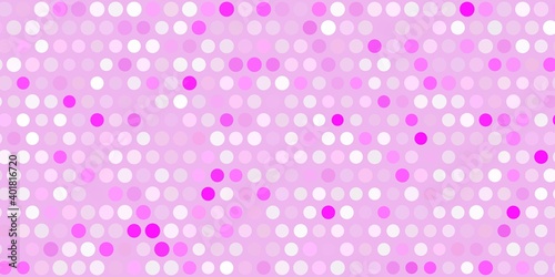 Light pink, yellow vector background with bubbles.