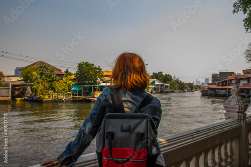 Photography view to the canal of the Chao Phraya River in Bangkok