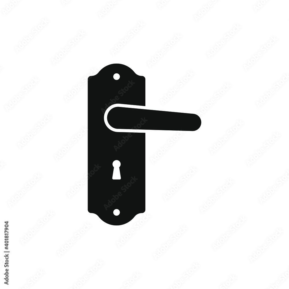 Door handle. Doorknob icon flat style isolated on white background. Vector illustration Door handle. Doorknob icon flat style isolated on white background. Vector illustration