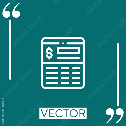 passbook vector icon Linear icon. Editable stroke line