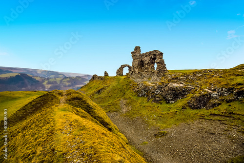 A view of the ruins of  Castell Dinas Brân, above Llangollen, Wales photo
