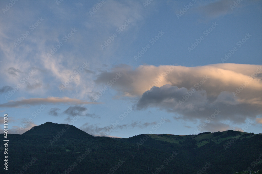 clouds over the mountains,landscape, cloud, nature,sky,sunset, blue, dark,view,weather,cloudscape