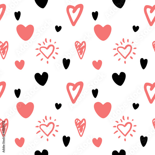 Seamless pattern with hearts for valentine's day. Vector illustration.