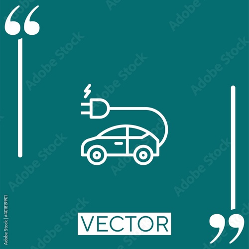 electric car vector icon Linear icon. Editable stroke line
