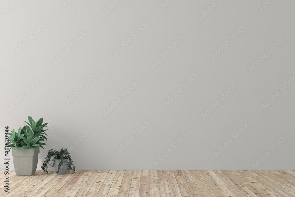 White empty room. Scandinavian interior design. 3D illustration White empty room. Scandinavian interior design. 3D illustration