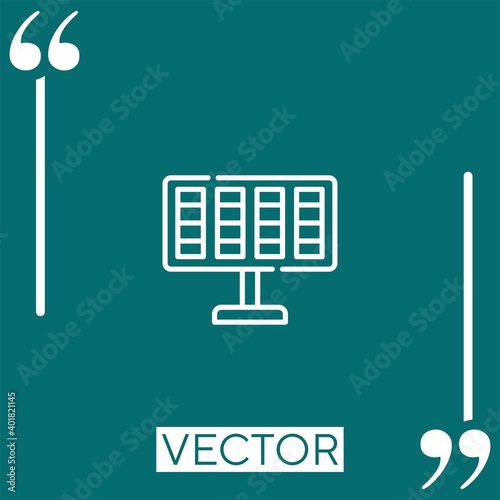 solar panel vector icon Linear icon. Editable stroke line