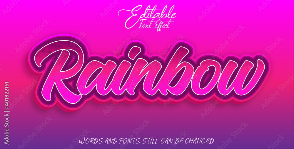editable text effect rainbow