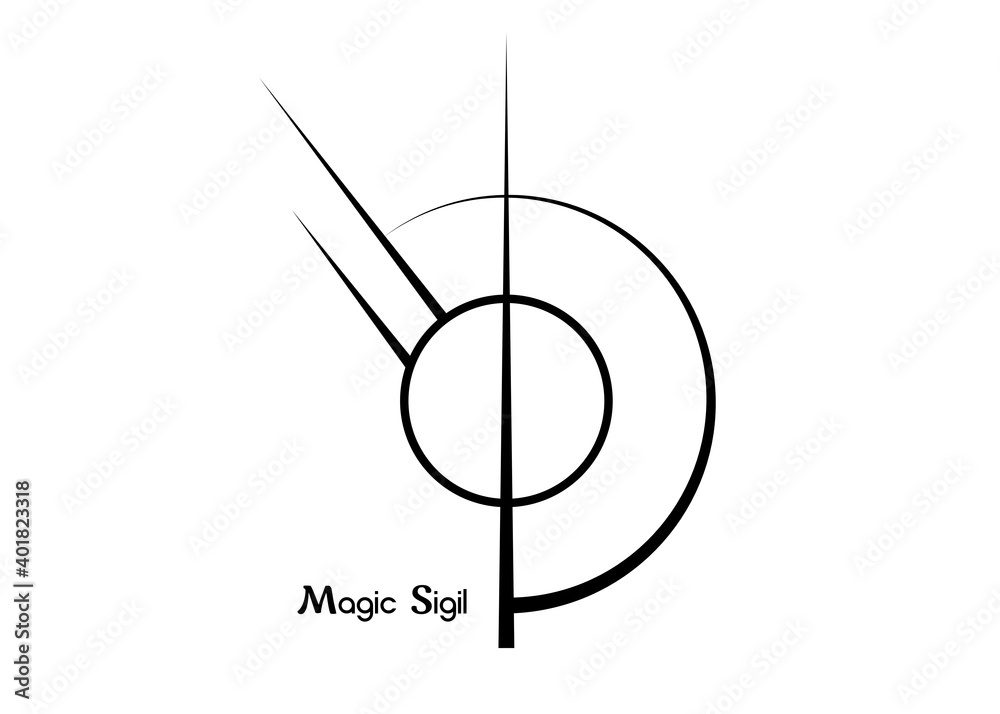 Sigil sigil for protection, wiccan symbolisms. A stylized image of a magic  symbol. Can be used in graphic design or tattoo as well as logo. Vector  isolated on white background Stock Vector