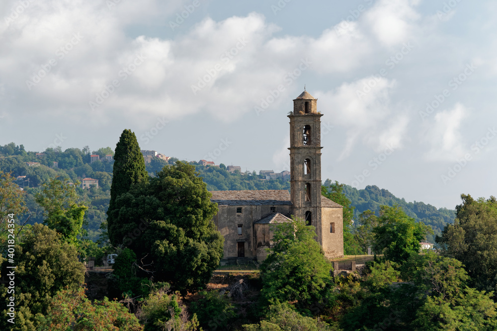 Santa-Lucia-Di- Moriani church in Corsica mountain