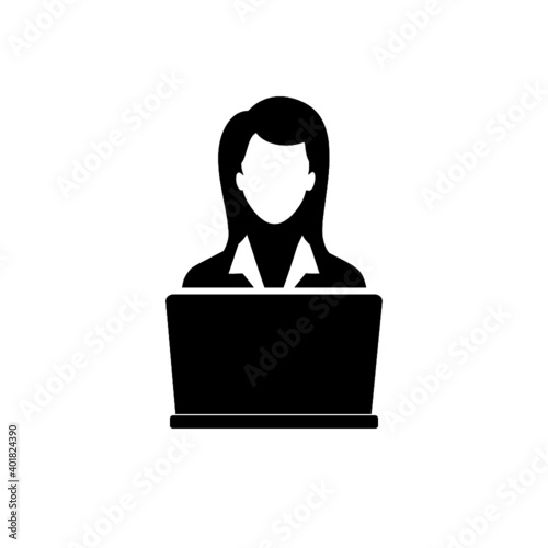 Woman online icon isolated on white background