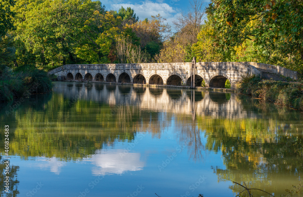 Aqueduct over the Canal du Midi called l'Argent Double in the South of France Aqueduct over the Canal du Midi called l'Argent Double in the South of France