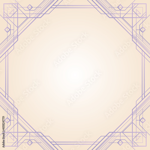 Square art deco style frame. Clipping mask is applied. Gradients used.
