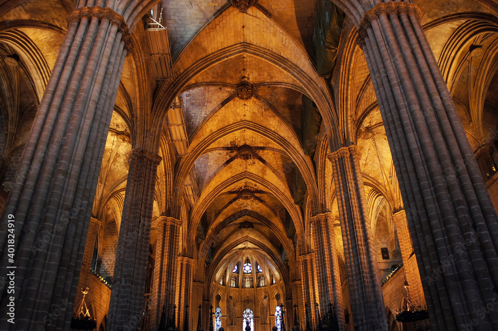 Barcelona, Gothic Quarter, The Cathedral of the Holy Cross and Saint Eulalia, Spain Barcelona, Gothic Quarter, The Cathedral of the Holy Cross and Saint Eulalia, Spain