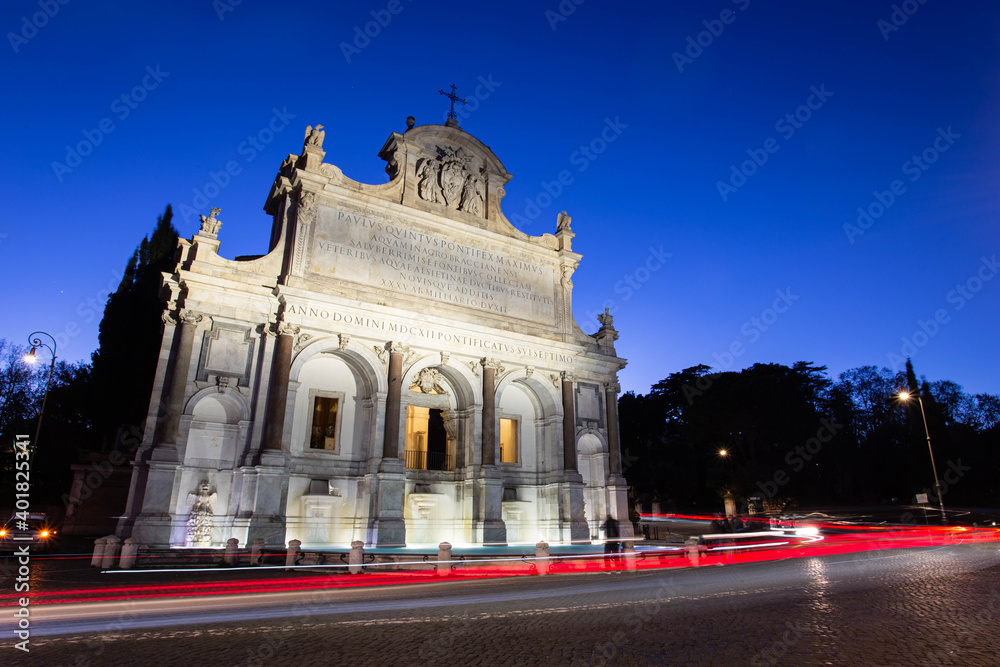 Fototapeta premium Roma, fontana dell'acqua Paola al tramonto.