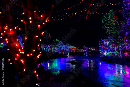 Indian Creek in Caldwell Idaho decorated with Christmas lights photo