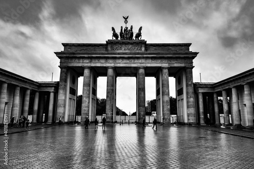 The Brandenburg Gate of Berlin in black and white