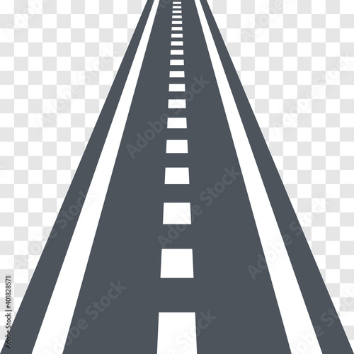 Asphalt road on transparent background. Highway and roadway