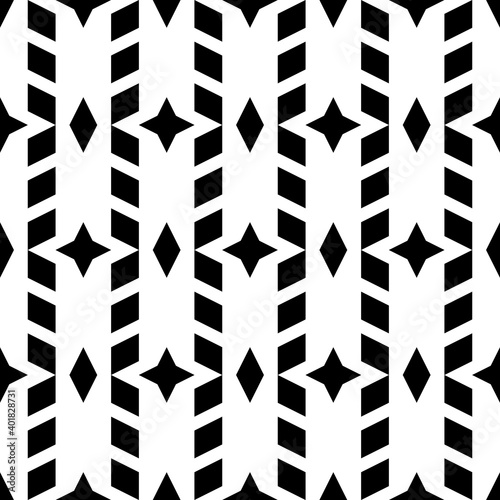 Seamless pattern. Rhombuses, stars ornament. Diamonds, crosses backdrop. Lozenges, signs wallpaper. Ethnic motif. Geometric background. Digital paper, textile print, abstract. Vector.