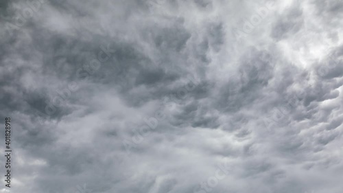 Dark dangerous stormy clouds formation in time lapse.