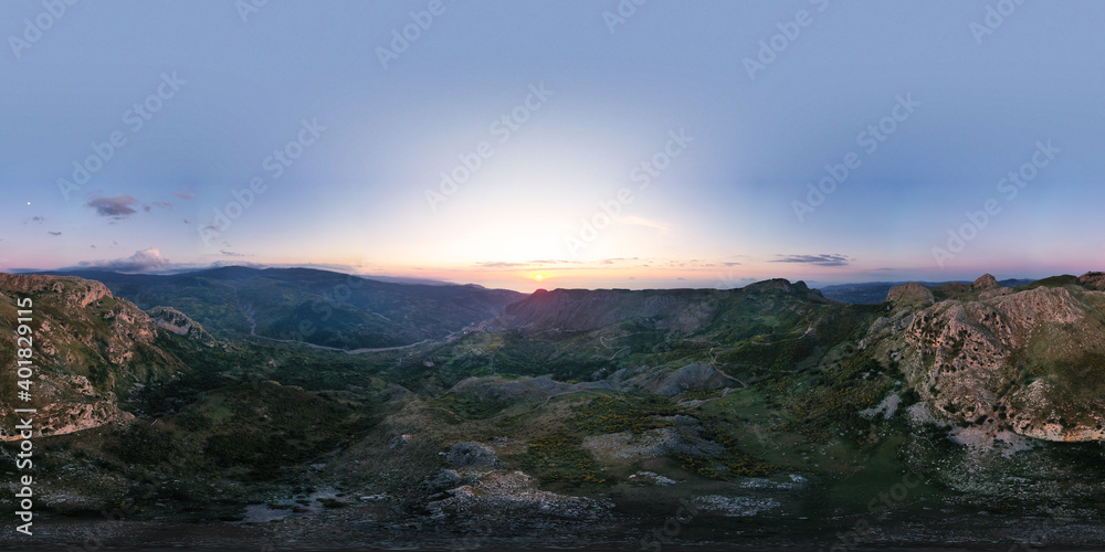 360 degree virtual reality panorama of the Rocche del Crasto, a mountainous and rocky complex where golden eagle nests, Nebrodi, Sicily, Italy.