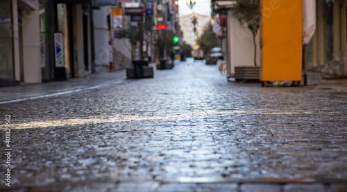 Fototapeta Naklejka Na Ścianę i Meble -  Athens, Greece. Empty streets because of COVID 19 quarantine.