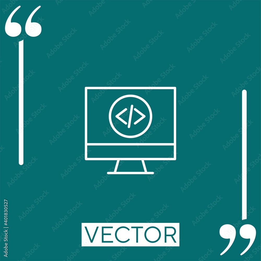 code vector icon Linear icon. Editable stroke line code vector icon Linear icon. Editable stroke line