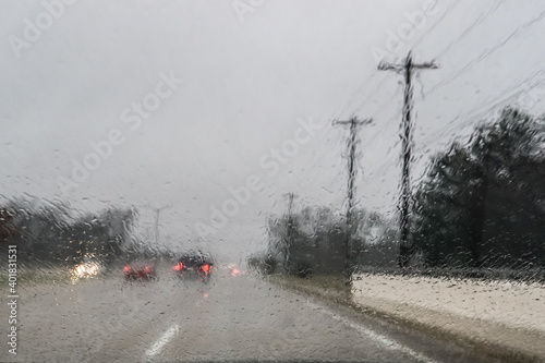 rainy day on the road