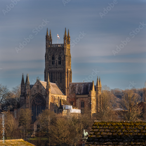 Worcester cathedral on a cool sunny winter day photo