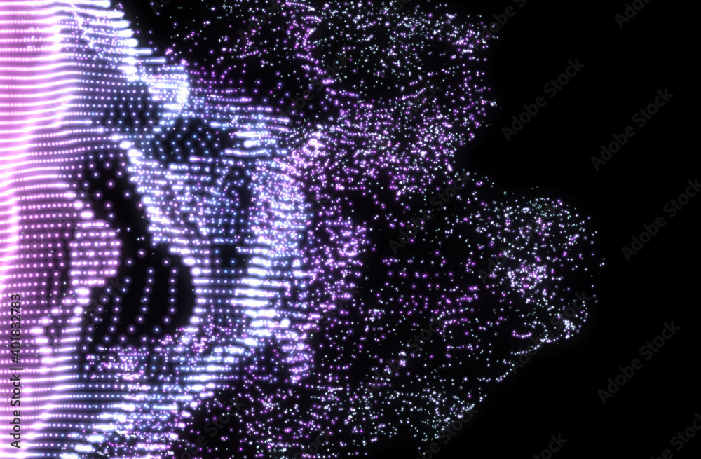 A burst of shiny particles forming an abstract composition A burst of shiny particles forming an abstract composition