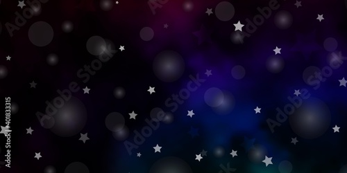 Dark Multicolor vector template with circles, stars.