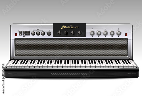 Realistic virtual synthesizer.
Vector illustration. 