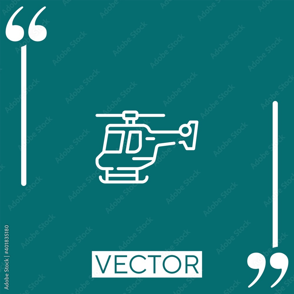 helicopter vector icon Linear icon. Editable stroked line
