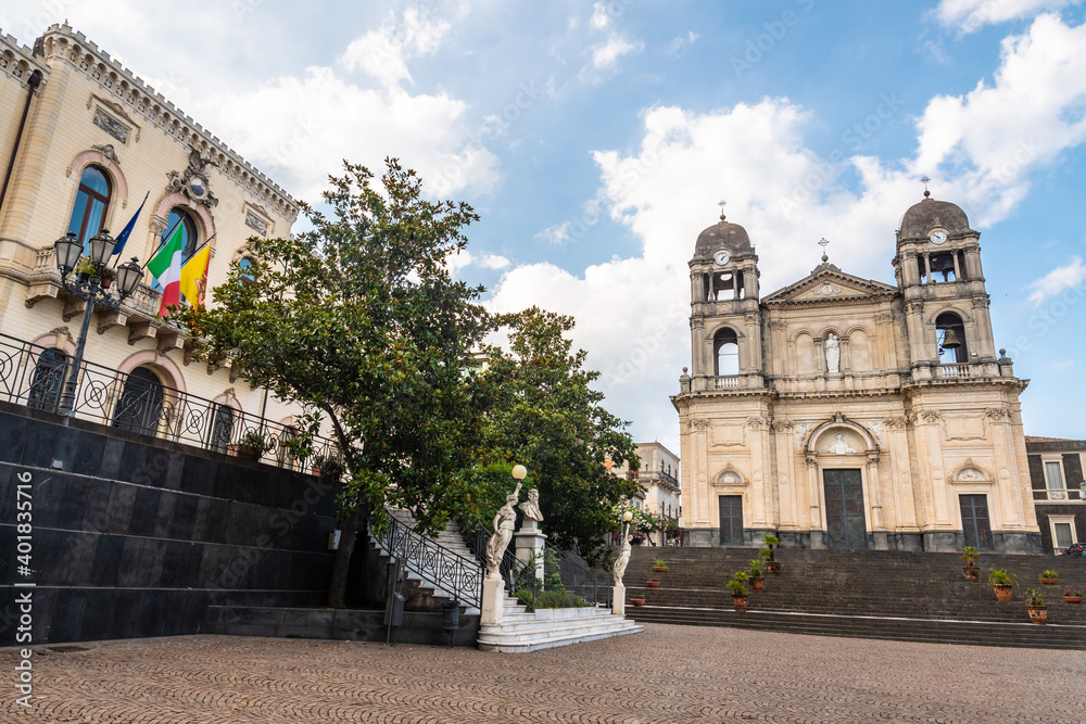 Obraz premium Cathedral of Saint Mary of Provvidence in Zafferana Etnea, Italy