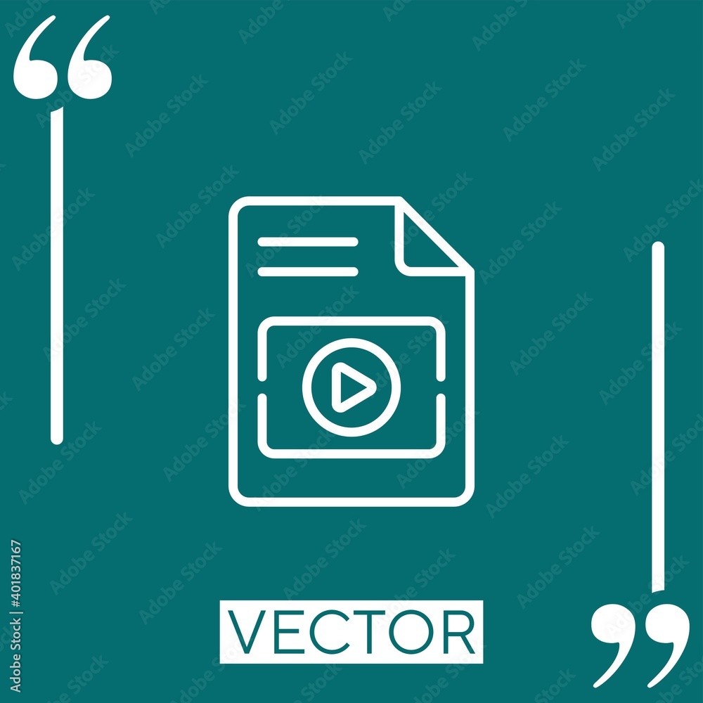 video file vector icon Linear icon. Editable stroked line video file vector icon Linear icon. Editable stroked line