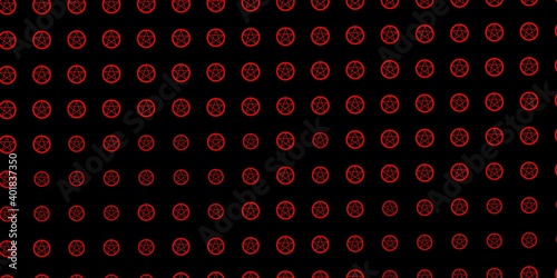 Dark Red vector background with occult symbols.