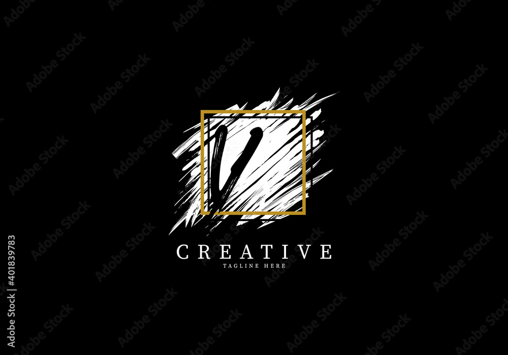 Letter V Splash Grange Logo Design, Texture Brush with a square grid. Letter V Splash Grange Logo Design, Texture Brush with a square grid.