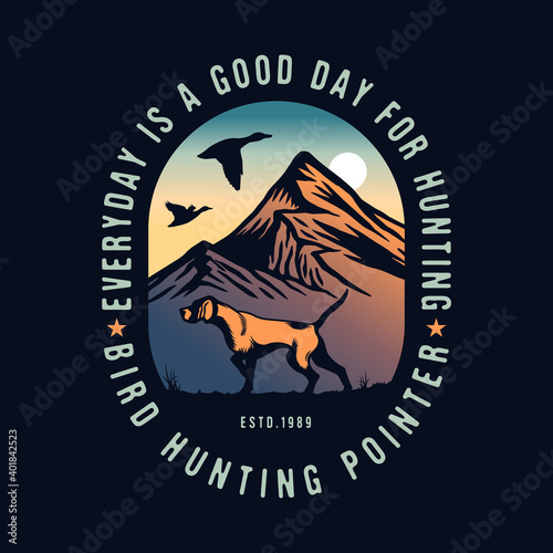 Hunting Dog English Pointer Bird Dog emblem badge