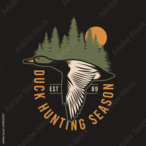 Duck hunting wild emblem badge
