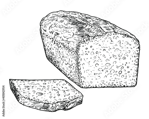 Drawing of bread - hand sketch of food