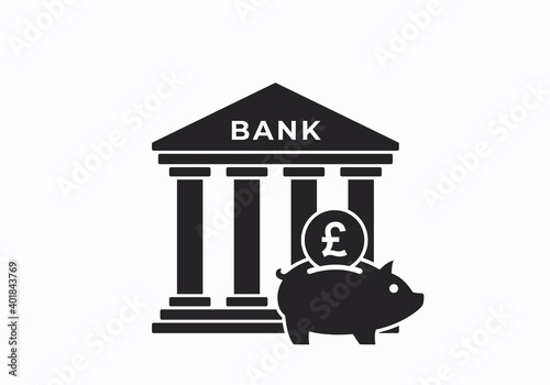 bank deposit icon. piggy bank with british pound coin. finance and banking symbol