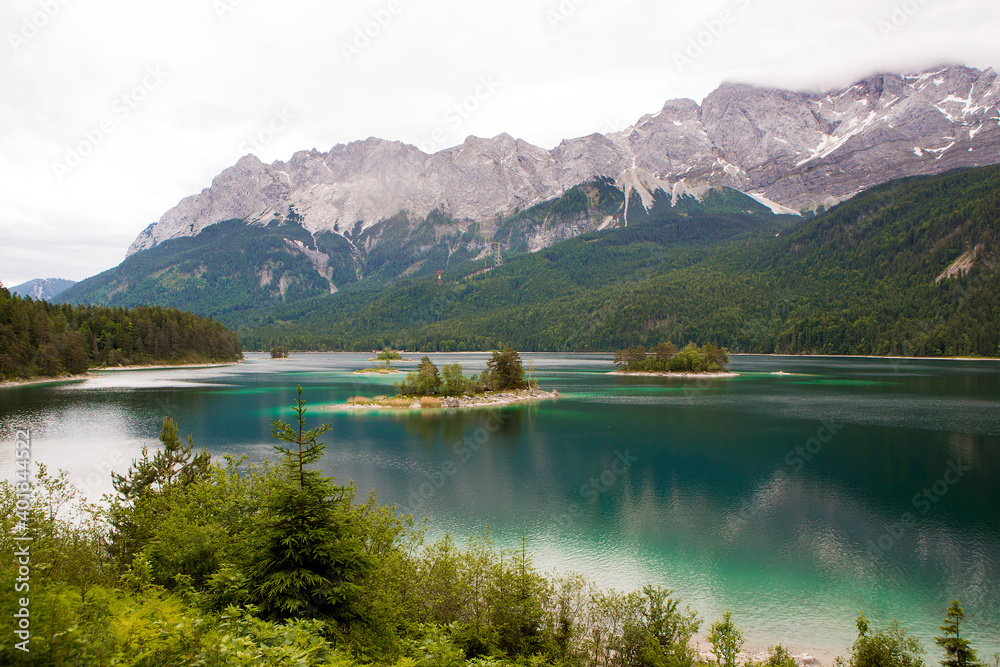 Mountainn lake Eibsee, Bavarian mountains, Germany