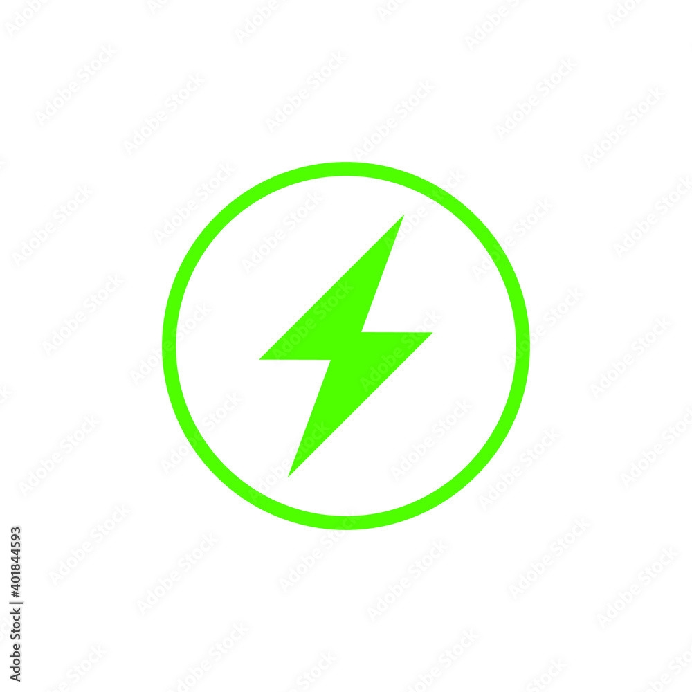 green lightning icon on white background, vector illustration green lightning icon on white background, vector illustration