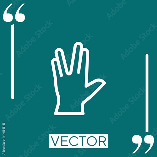 vulcan salute vector icon Linear icon. Editable stroked line