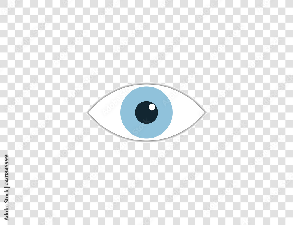 Obraz premium Watch, eye icon on transparent background. Vector illustration, flat.