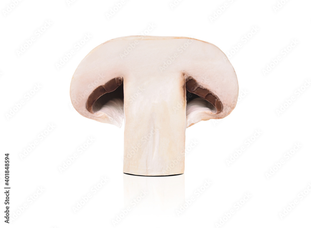 Fototapeta premium Cut mushroom champignon on a white background