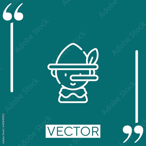 pinocchio vector icon Linear icon. Editable stroked line