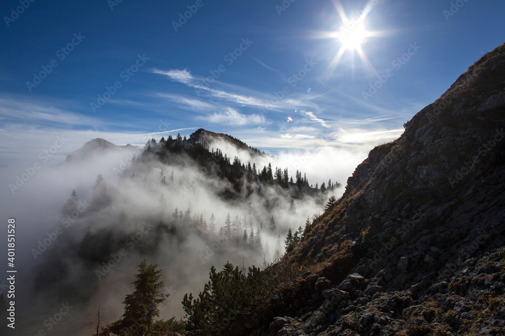 Obraz premium Mountain panorama at Taubenstein mountain, Bavaria