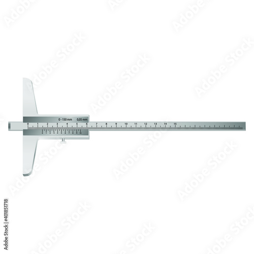 Depth caliper. Measuring instrument on a white background. Vector illustration